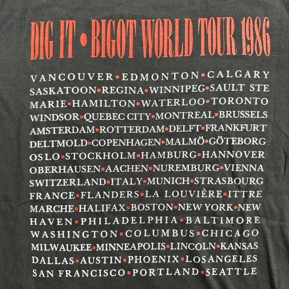 Vintage 1986 Skinny Puppy Severed Heads Dig It Bigot World Tour T-Shirt Large - Picture 7 of 7